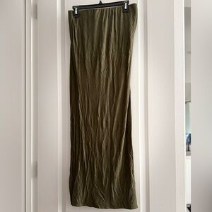 Lovely Day Medium Olive Green Split Maxi Skirt